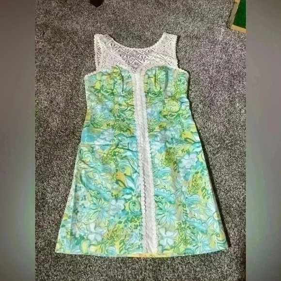 Lilly Pulitzer Sofia Lace Shift Dress Dandelion Yellow Beach Gypsies Size 2 - Picture 2 of 11